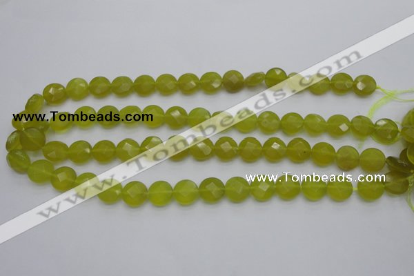 CKA266 15.5 inches 12mm faceted coin Korean jade gemstone beads