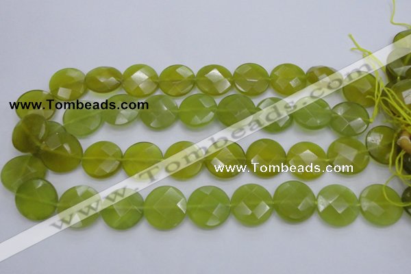 CKA267 15.5 inches 20mm faceted coin Korean jade gemstone beads