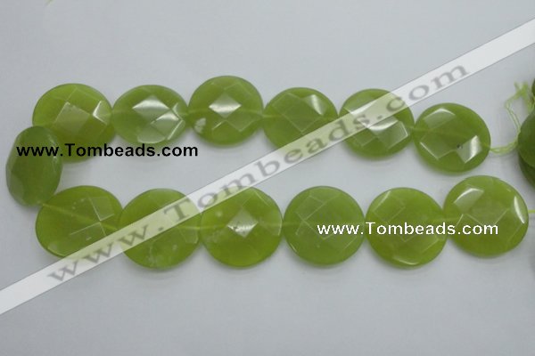 CKA268 15.5 inches 30mm faceted coin Korean jade gemstone beads