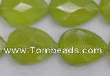 CKA276 15.5 inches 18*25mm faceted flat teardrop Korean jade gemstone beads