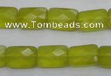 CKA280 15.5 inches 10*14mm faceted rectangle Korean jade gemstone beads