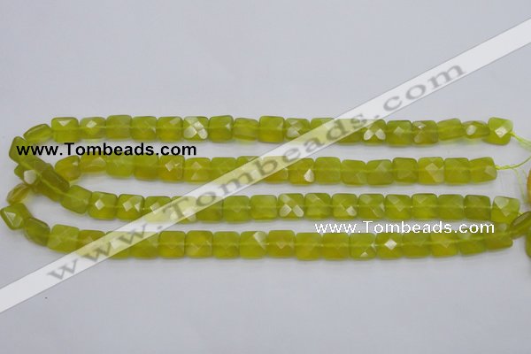 CKA285 15.5 inches 10*10mm faceted square Korean jade gemstone beads