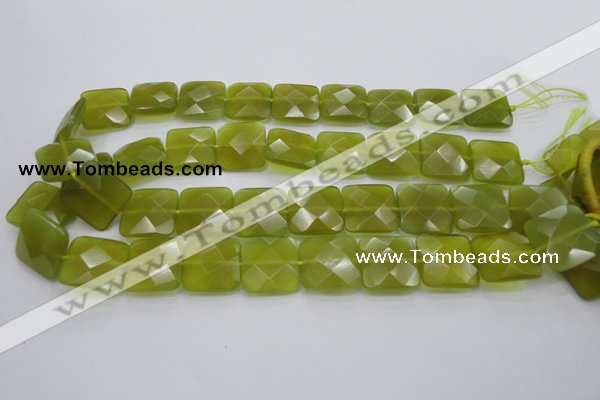 CKA287 15.5 inches 20*20mm faceted square Korean jade gemstone beads