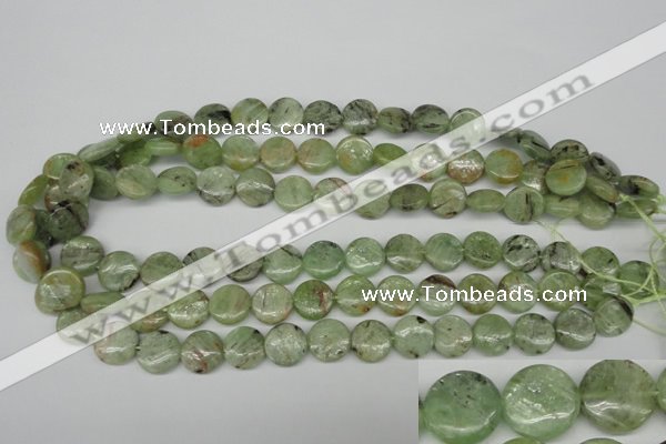 CKC254 15.5 inches 12mm flat round natural green kyanite beads