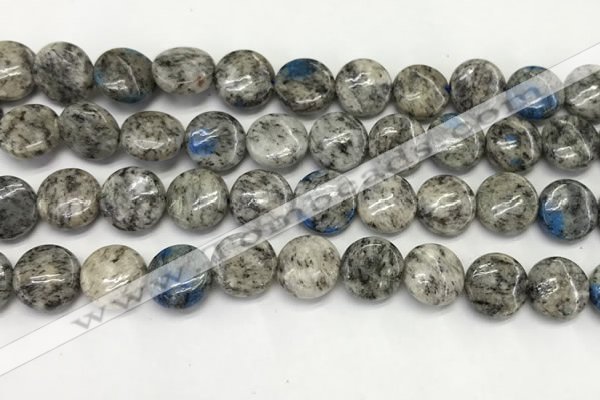 CKJ492 15.5 inches 10mm flat round natural k2 jasper beads