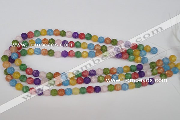 CKQ03 15.5 inches 8mm round matte dyed crackle quartz beads