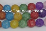 CKQ04 15.5 inches 10mm round matte dyed crackle quartz beads