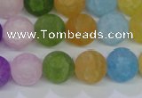 CKQ05 15.5 inches 12mm round matte dyed crackle quartz beads