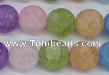 CKQ06 15.5 inches 14mm round matte dyed crackle quartz beads