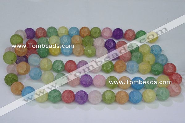 CKQ06 15.5 inches 14mm round matte dyed crackle quartz beads