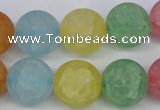 CKQ07 15.5 inches 16mm round matte dyed crackle quartz beads