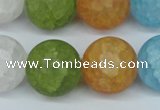 CKQ08 15.5 inches 18mm round matte dyed crackle quartz beads