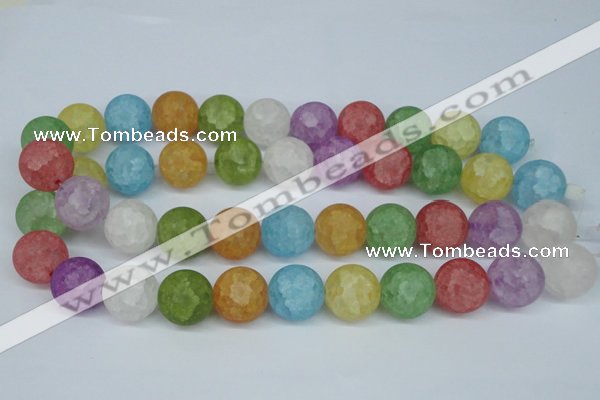 CKQ08 15.5 inches 18mm round matte dyed crackle quartz beads