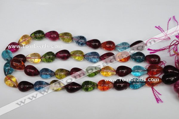 CKQ110 15.5 inches 12*18mm teardrop dyed crackle quartz beads