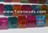 CKQ116 15.5 inches 10*10mm cube dyed crackle quartz beads