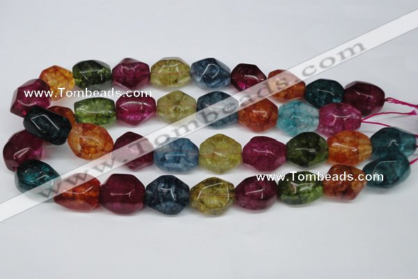 CKQ118 15.5 inches 15*20mm nuggets dyed crackle quartz beads