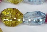 CKQ119 15.5 inches 16*26mm faceted nuggets dyed crackle quartz beads