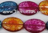 CKQ121 15.5 inches 18*25mm oval dyed crackle quartz beads
