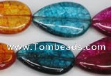 CKQ125 15.5 inches 18*25mm flat teardrop dyed crackle quartz beads