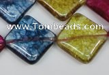 CKQ133 15.5 inches 25*25mm diamond dyed crackle quartz beads