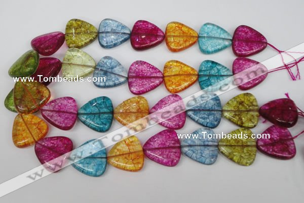 CKQ136 15.5 inches 25*25mm triangle dyed crackle quartz beads