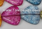 CKQ137 15.5 inches 30*30mm triangle dyed crackle quartz beads