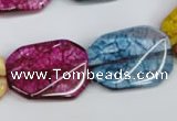 CKQ143 15.5 inches 20*30mm twisted rectangle dyed crackle quartz beads