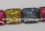 CKQ156 15.5 inches 25*25mm square AB-color crackle quartz beads