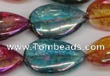 CKQ159 15.5 inches 20*30mm flat teardrop AB-color crackle quartz beads