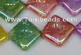 CKQ167 15.5 inches 20*20mm diamond AB-color crackle quartz beads