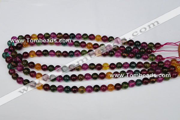 CKQ32 15.5 inches 8mm round dyed crackle quartz beads wholesale