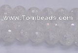 CKQ343 15.5 inches 6mm faceted round dyed crackle quartz beads