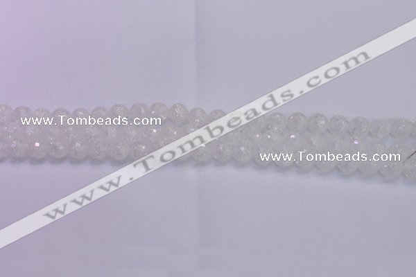 CKQ343 15.5 inches 6mm faceted round dyed crackle quartz beads