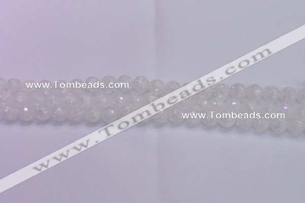 CKQ344 15.5 inches 8mm faceted round dyed crackle quartz beads