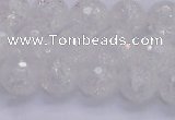 CKQ345 15.5 inches 10mm faceted round dyed crackle quartz beads