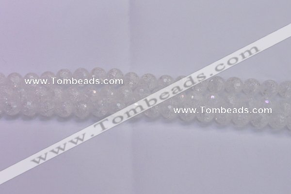 CKQ345 15.5 inches 10mm faceted round dyed crackle quartz beads