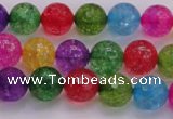 CKQ351 15.5 inches 8mm faceted round dyed crackle quartz beads