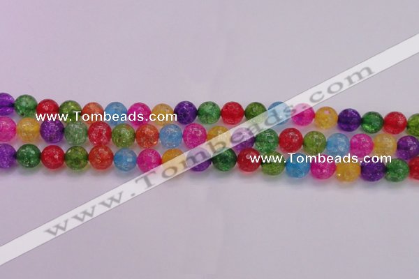 CKQ352 15.5 inches 10mm faceted round dyed crackle quartz beads