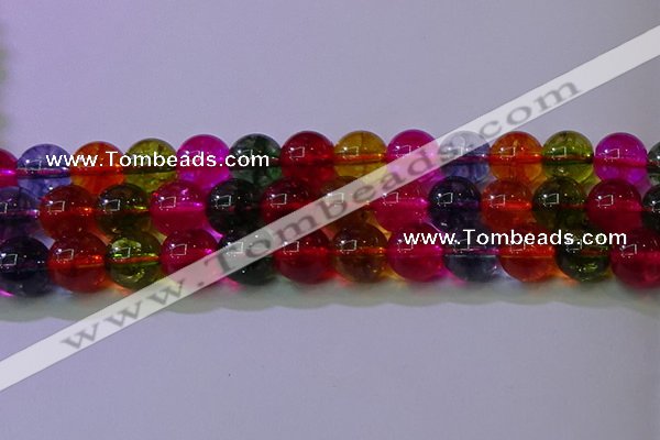 CKQ392 15.5 inches 8mm round dyed crackle quartz beads