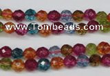 CKQ41 15.5 inches 6mm faceted round dyed crackle quartz beads