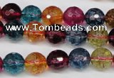 CKQ43 15.5 inches 10mm faceted round dyed crackle quartz beads