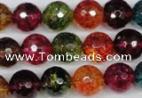 CKQ44 15.5 inches 12mm faceted round dyed crackle quartz beads