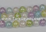 CKQ62 15.5 inches 8mm round AB-color dyed crackle quartz beads