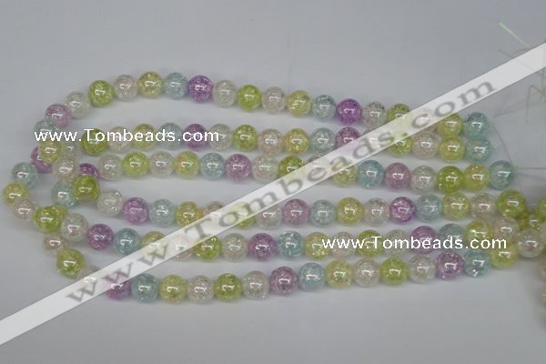 CKQ63 15.5 inches 10mm round AB-color dyed crackle quartz beads