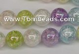 CKQ64 15.5 inches 12mm round AB-color dyed crackle quartz beads