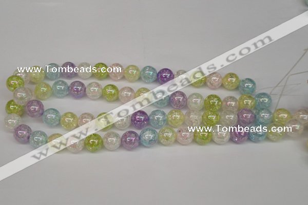 CKQ64 15.5 inches 12mm round AB-color dyed crackle quartz beads