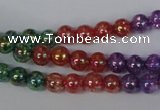 CKQ71 15.5 inches 6mm round AB-color dyed crackle quartz beads