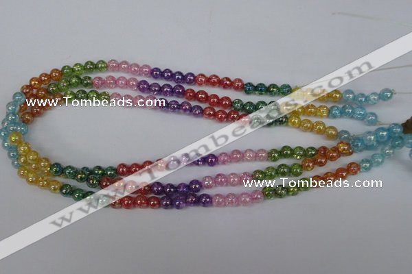 CKQ71 15.5 inches 6mm round AB-color dyed crackle quartz beads