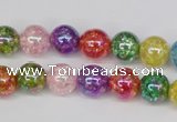 CKQ73 15.5 inches 10mm round AB-color dyed crackle quartz beads