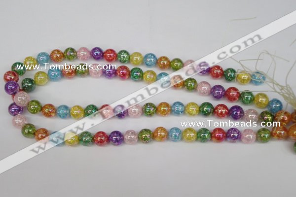 CKQ74 15.5 inches 12mm round AB-color dyed crackle quartz beads